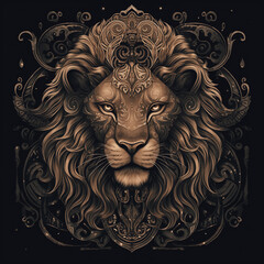 Portrait Of A Ornate Lion Statue