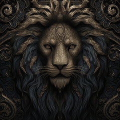 Portrait Of A Ornate Lion Statue