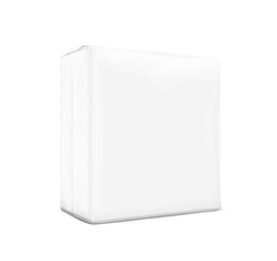 Square stand bag with handle mockup. Vector illustration isolated on white background. Perfect for presentation nappies, diapers, pants, wet wipes, food, cleaning products, household, etc. EPS10.