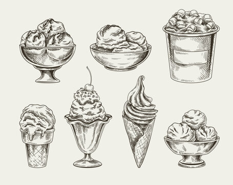 Set of ice cream sketches