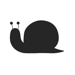 Sign snail. Snail symbol. Isolated black silhouette snail on white background. Icon snail. Vector illustration EPS