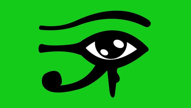 video animation eye of horus icon on a green chroma key background