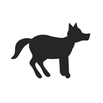 Black and white vector silhouette illustration of a wolf EPS