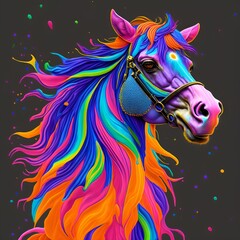 Fototapeta na wymiar Cabeza de caballo colorida