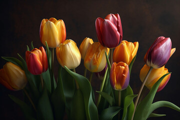 Obraz premium photography of colorful tulips. generative AI