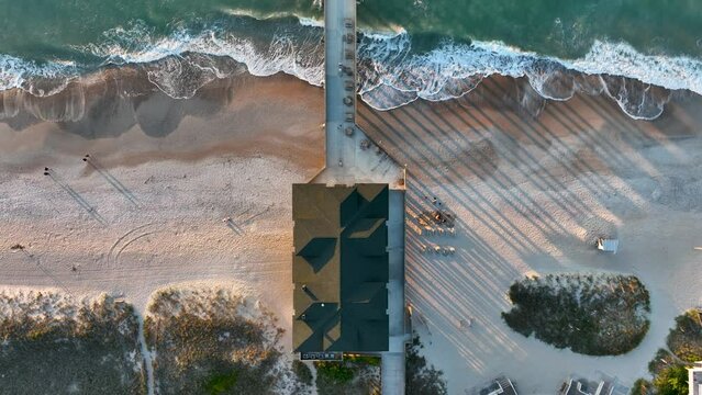 Drone photo of the Johnnie Mercers Fishing Pier in Wrightsville Beach, NC.