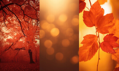 Naklejka na ściany i meble Beautiful autumn landscape with. Colorful foliage in the park. Falling leaves. Generative AI