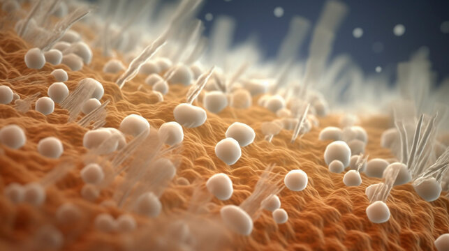 Microscopic view of yeast candida auris. Generative AI
