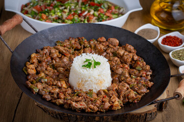 Meat Saute Turkish Et sote with Pie Meat - Sac Tava - Sac Kavurma