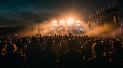 Fototapeta na wymiar People at a big concert. Generative AI