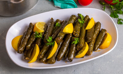 Traditional delicious Turkish foods; stuffed leaves (yaprak sarmasi)