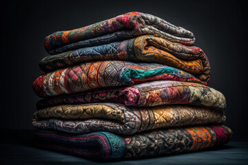 Studio photography of a handcrafted quilts. generative AI