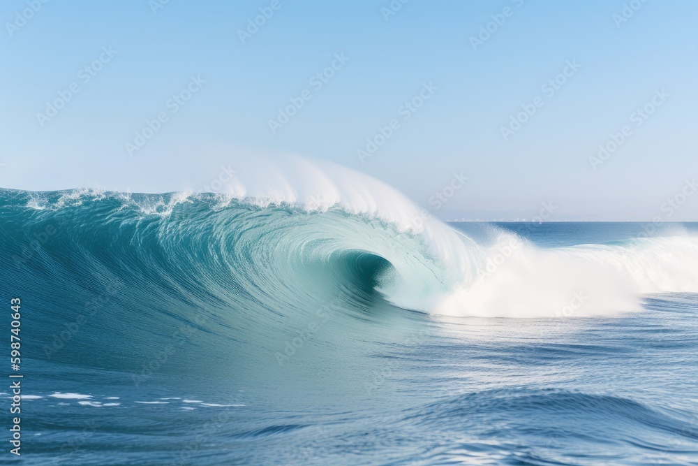 Poster massive wave cresting in the open ocean. generative ai generative ai