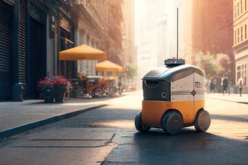 Self driving devivery robot on city street