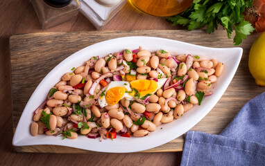 Turkish foods; dried beans salad (Turkish name; piyaz)