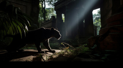 Panther in a temple