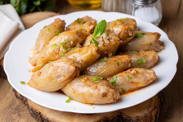 Stuffed Onion Dish. Stuffed onions from traditional Turkish dishes (Turkish name; Sogan dolmasi)