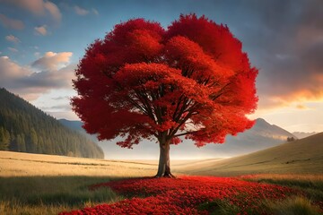 Fototapeta na wymiar red tree with heart 