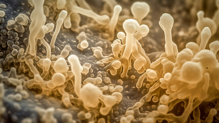 Microscopic view of yeast candida auris. Generative AI