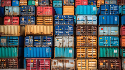 Fototapeta premium logistics container on port side ,generative ai