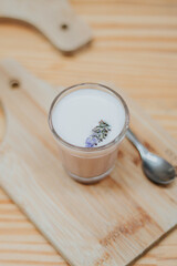 milk in a glass roses latte