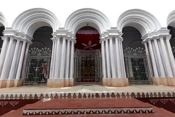 Incomplete Goddess Durga idol at the Thakur Dalan or Family Temple of a old Zamindar or Jamindar...