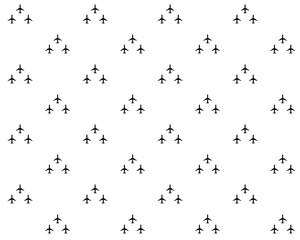 Geometric seamless pattern. Planes in the sky light background. Graphic print for textile. Vector illustration