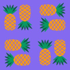 Cartoon summer fruit seamless pineapple pattern for wrapping paper and fabrics and linens and kids clothes print