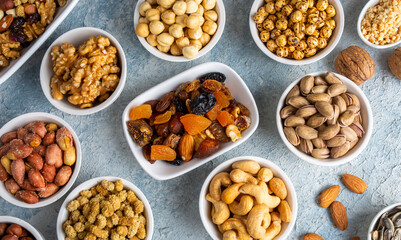 Mixed nuts on a white background