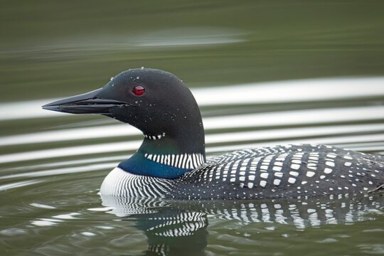 Close up of a loon in water..