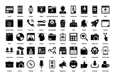 User Interface Glyph User Experience Technology Glyph Icons in Black