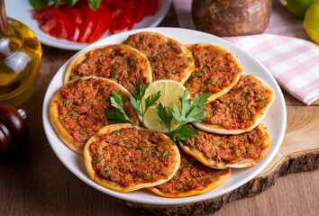 Turkish Food Findik Lahmacun -Mini Pizza
