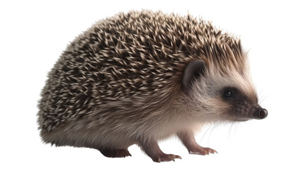 Fototapeta premium Hedgehog isolated on transparent background created with generative AI technology