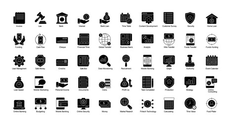 Business Glyph Icons Bank Cashflow Glyph Icons in Black