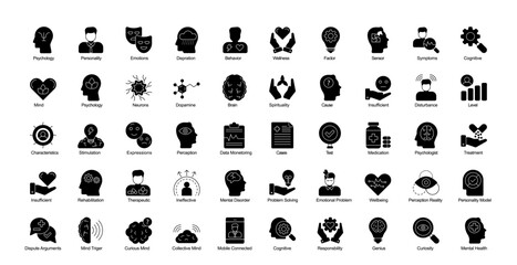 Psychology Glyph Icons Emotion Expression Glyph Icons in Black