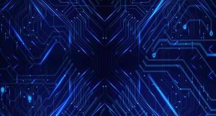 Mechatronic Digital Background ,Circuit board background, Wireframe Data, Abstract AI circuit board background. Technology connected blue lines with electronics elements, Data Engineering Circuit
