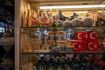 souvenirs in a store at the izmir bazaar, izmir, turkey, may 2023