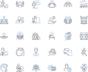 Business professionals line icons collection. Leadership, Management, Strategy, Innovation, Collaboration, Nerking, Professionalism vector and linear illustration. Generative AI