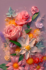 Flower bouquet dreamy composition. Generative AI