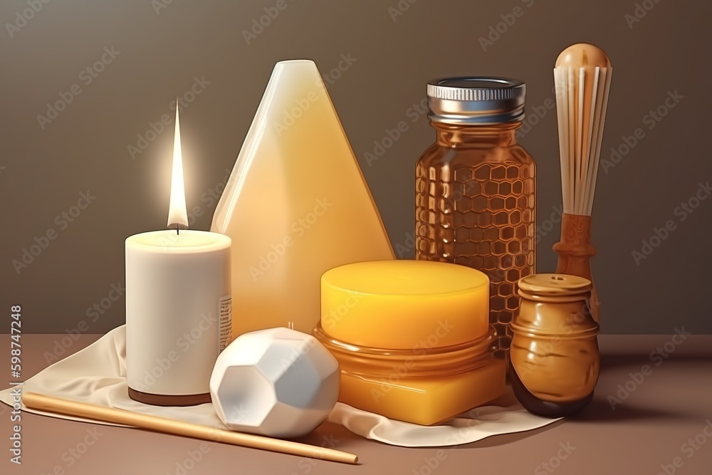 Poster a table with candles and several other things on top of it generative ai generative ai