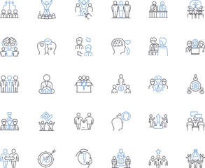 Acquaintances line icons collection. Nod, Introduction, Familiar, Encounter, Associate, Nerking, Hello vector and linear illustration. Meet,Handshake,Meeting outline signs set Generative AI