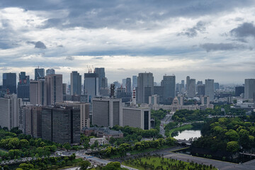 Fototapeta na wymiar 曇り空の首都東京