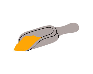 Wooden scoop with flour icon. Bakery pastry products silhouette. Vector illustration.