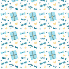 Fathers day seamless pattern with gift boxes