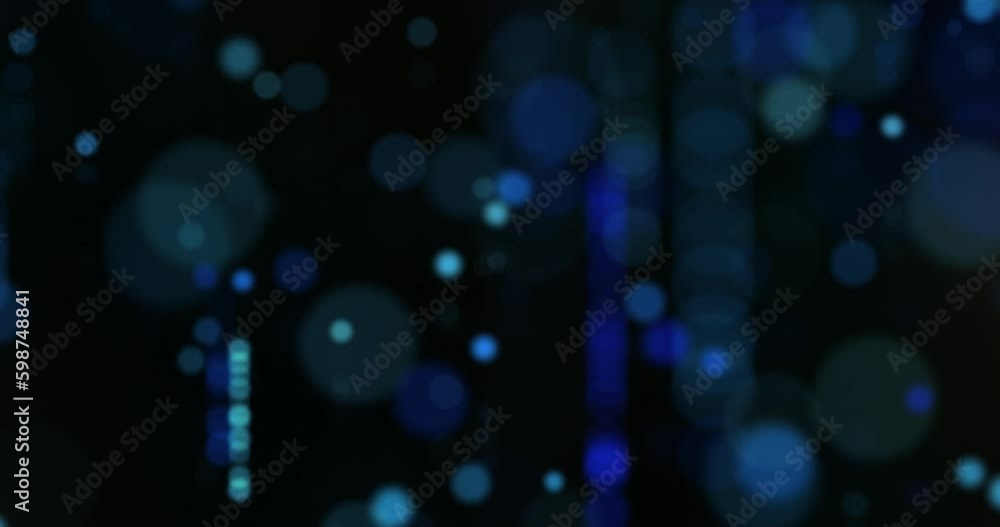 Poster background with bokeh lights in shades of blue, technology theme background. 4k loop