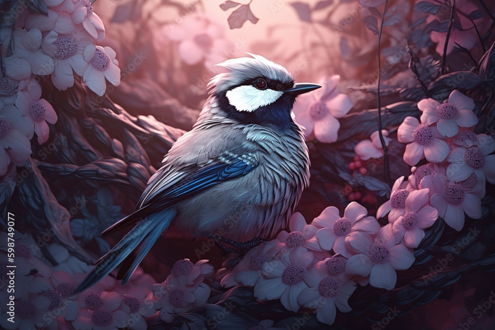 Poster there is a bird perched on top of a limb of a tree. generative ai generative ai