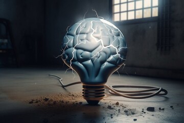 "Illuminating Ideas: Brain and Light Bulb Illustration for Creative Inspiration"Ai
