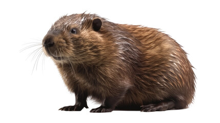 Beaver isolated on transparent background created with generative AI technology