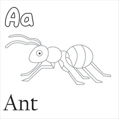 Vector ant animal coloring page for kids