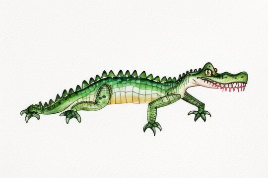 Watercolor painting of a crocodile. Generative AI